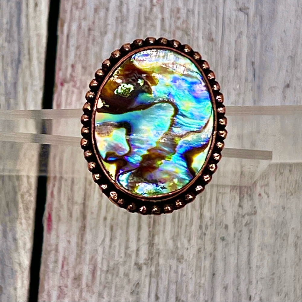 317. Copper Abalone Ring Size 8